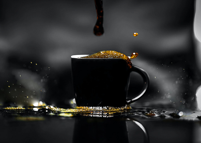 Black cup of coffee
